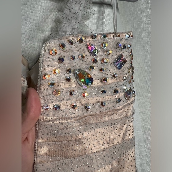 L’Mode Bridal Champagne Sparkly Rhinestone Prom Homecoming Dress Small - Picture 11 of 15